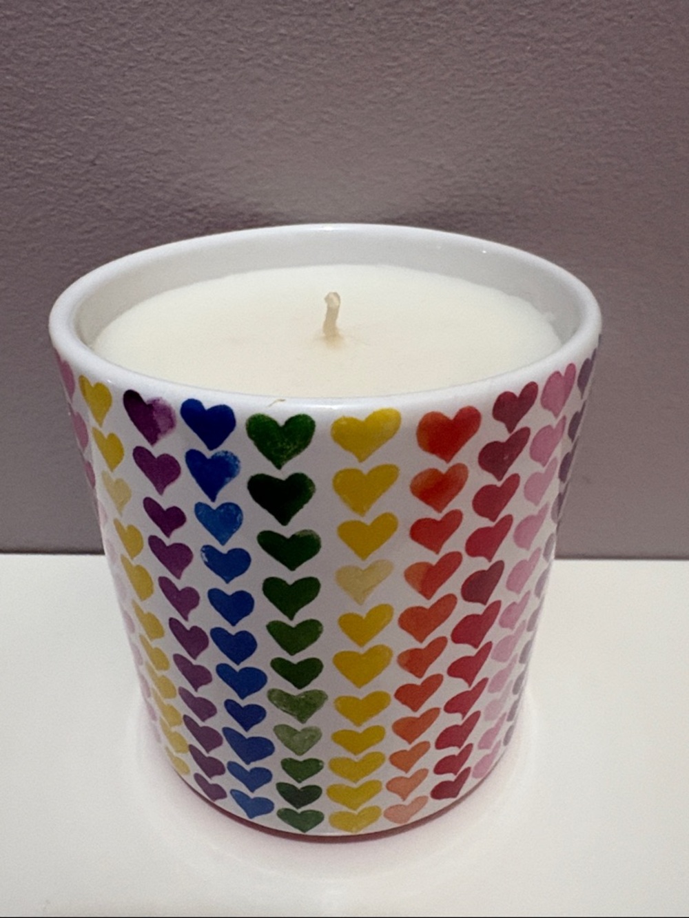 NEW Williams Sonoma Inner Glow Rainbow Heart Candle 13 Oz